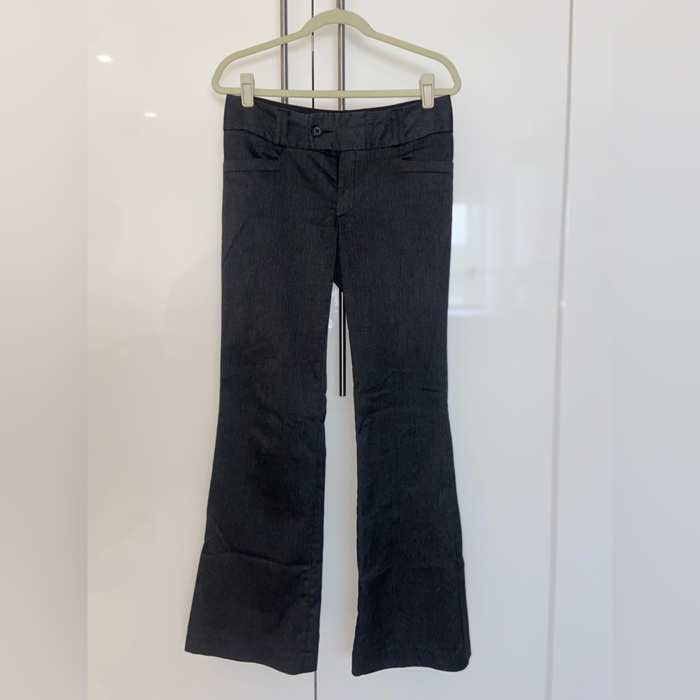 Stylish Dark Gray Pinstripe Flared Pants
